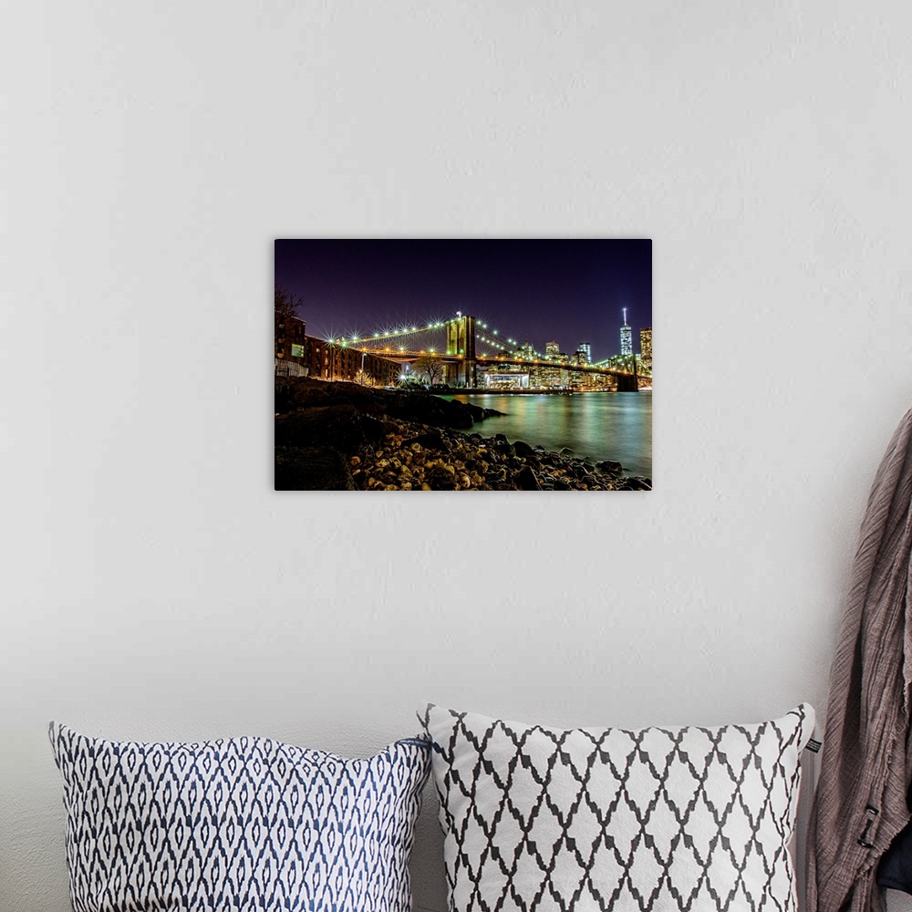 A bohemian room featuring Brooklyn Bridge At Night