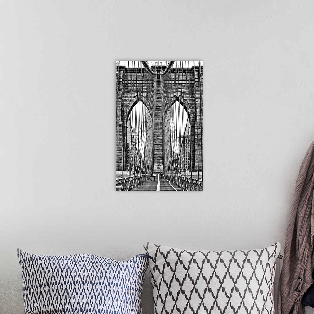 A bohemian room featuring Brooklyn Bridge Black And White