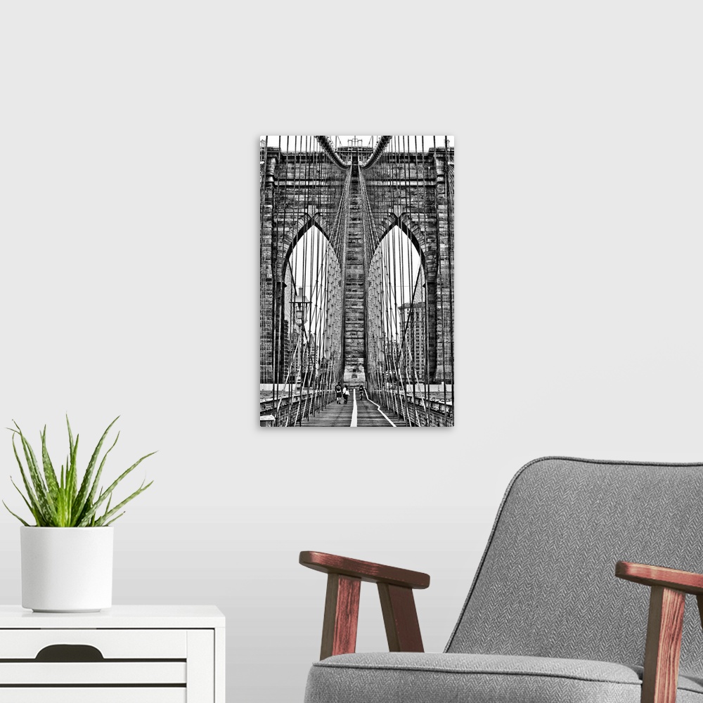 A modern room featuring Brooklyn Bridge Black And White