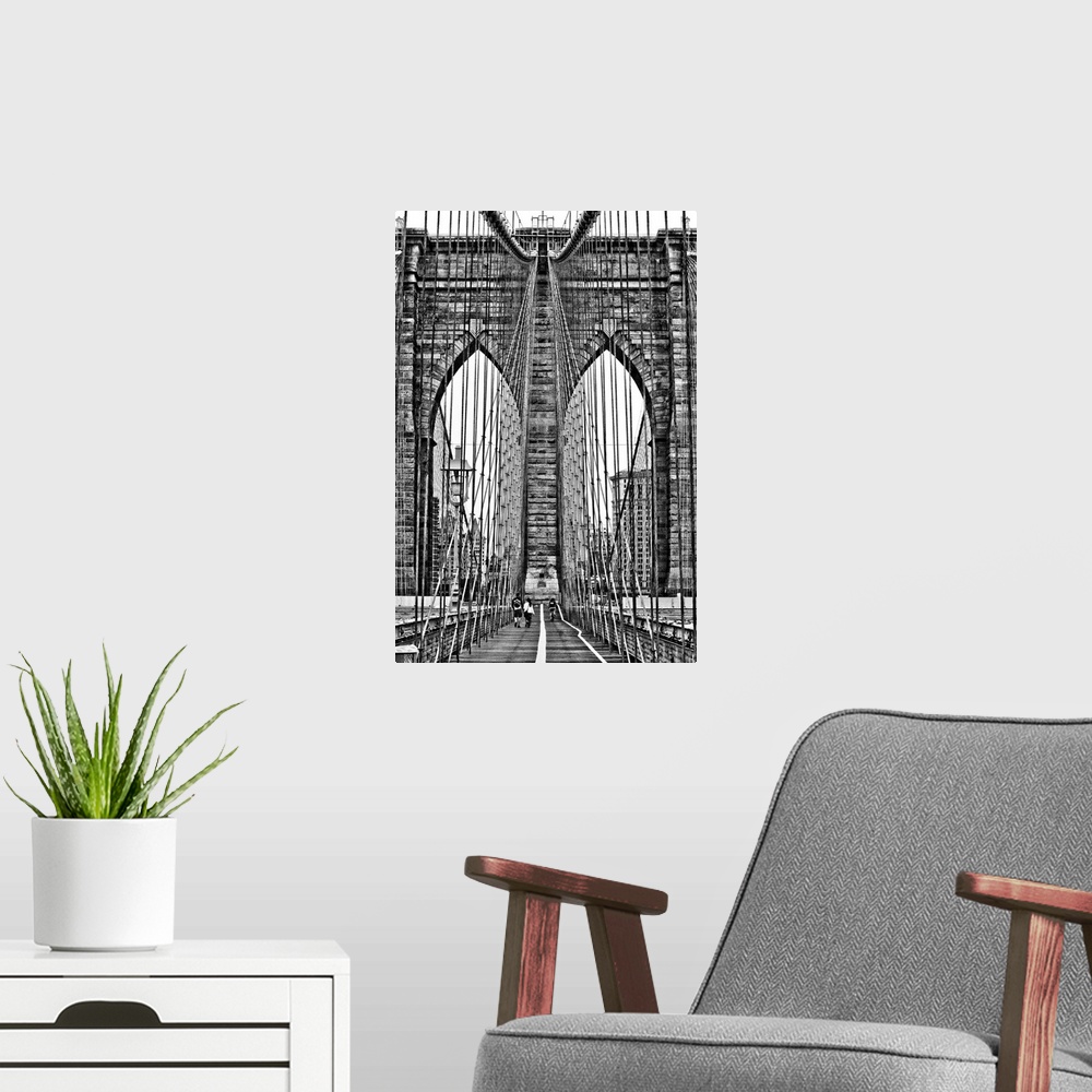 A modern room featuring Brooklyn Bridge Black And White