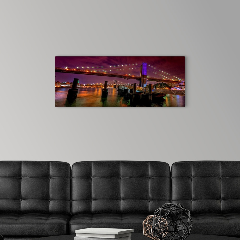 A modern room featuring Brooklyn Bridge Panoramic View