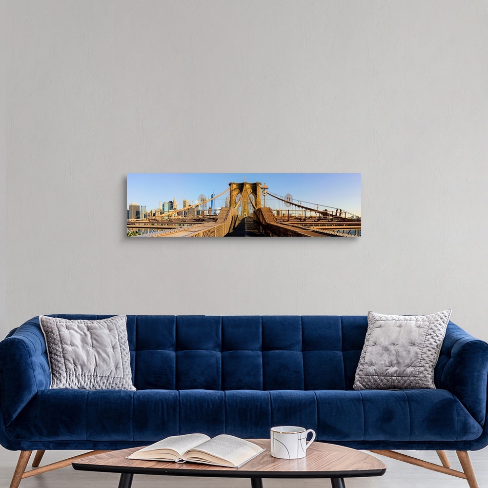 A modern room featuring Brooklyn Bridge Panoramic View
