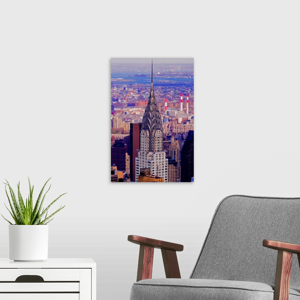 A modern room featuring Chrysler Building View From Empire State Building