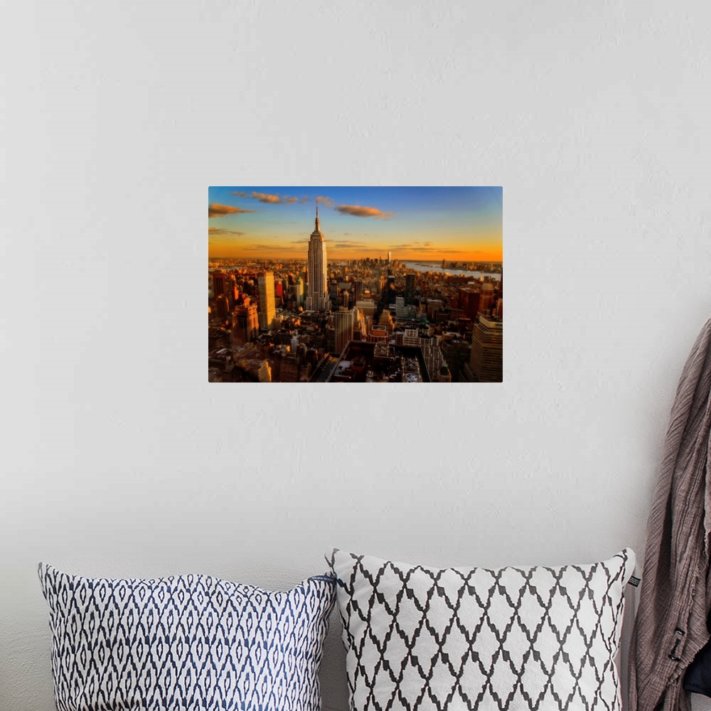 A bohemian room featuring Empire State Building And Freedom Tower At Sunset