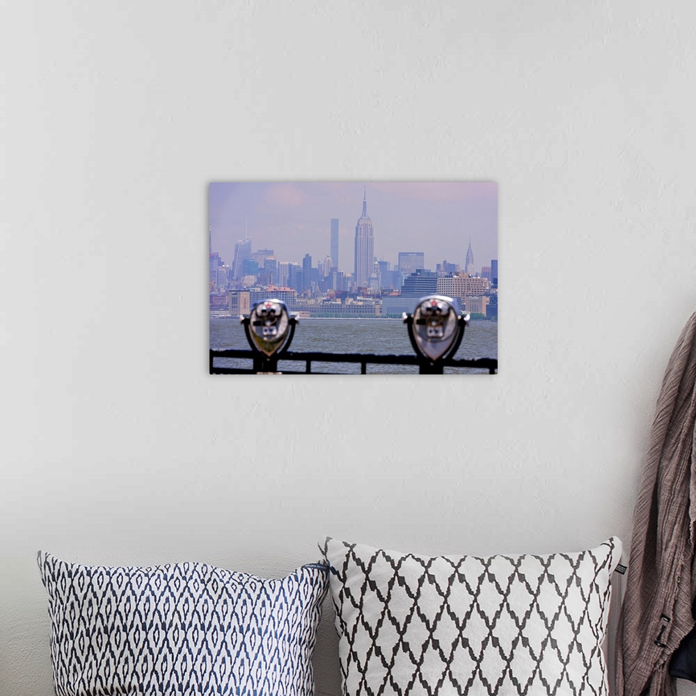 A bohemian room featuring Empire State Building And Manhattan View From Jersey