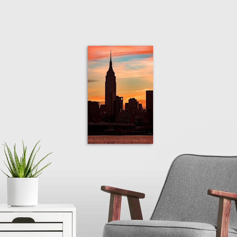 A modern room featuring Empire State Building At Sunset