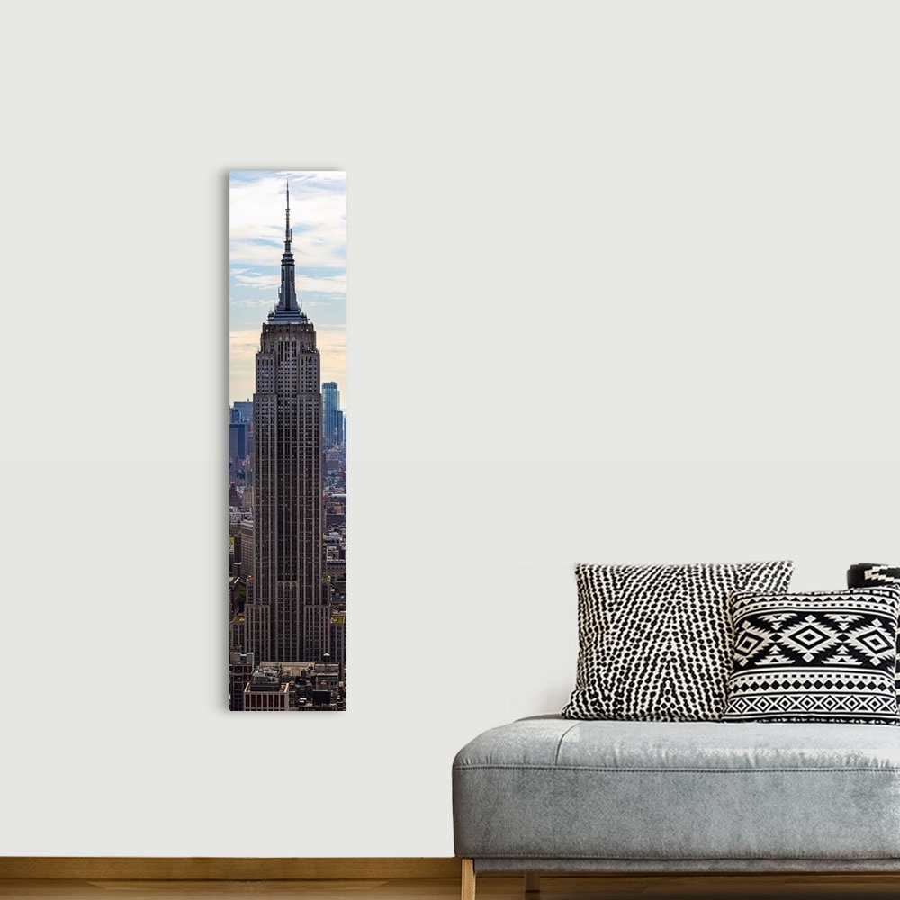 A bohemian room featuring Empire State Building Vertical View