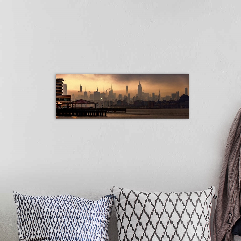 A bohemian room featuring Foggy Manhattan Panoramic View From Jersey