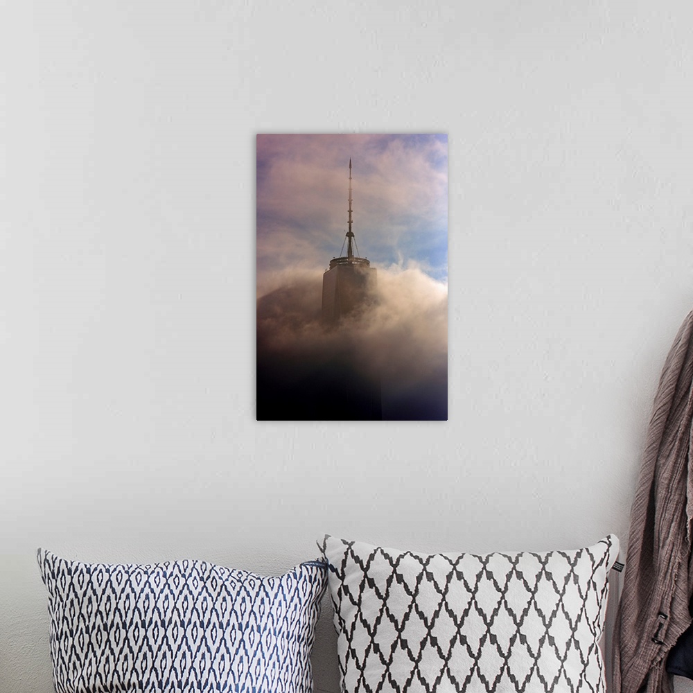 A bohemian room featuring Freedom Tower Among Clouds