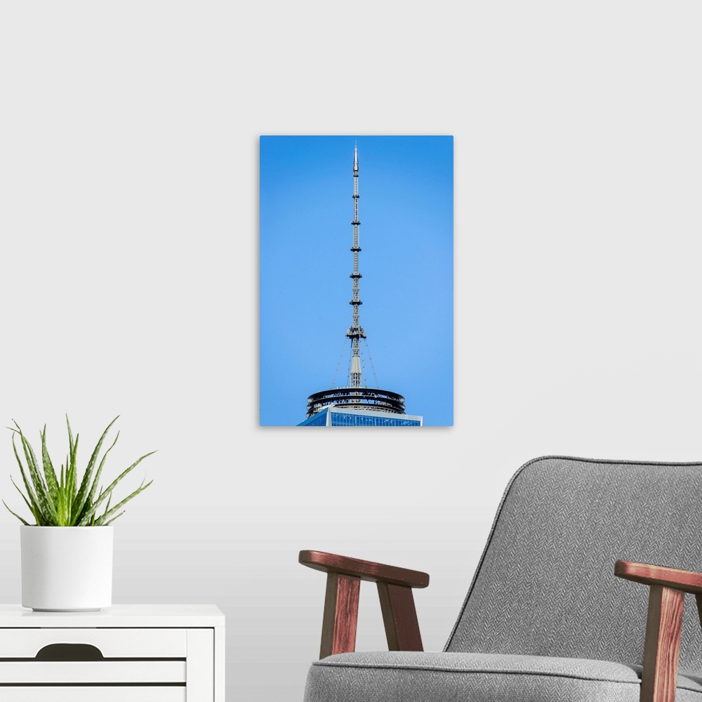 A modern room featuring Freedom Tower Antenna
