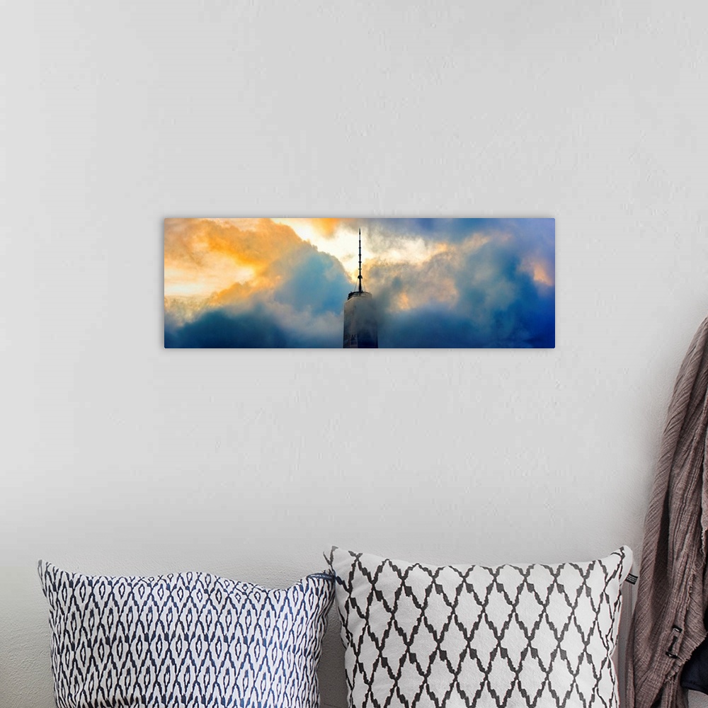 A bohemian room featuring Freedom Tower Panoramic View From Among Clouds