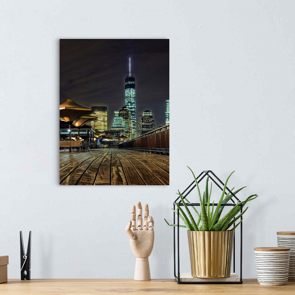 A bohemian room featuring Freedom Tower View From New Jersey