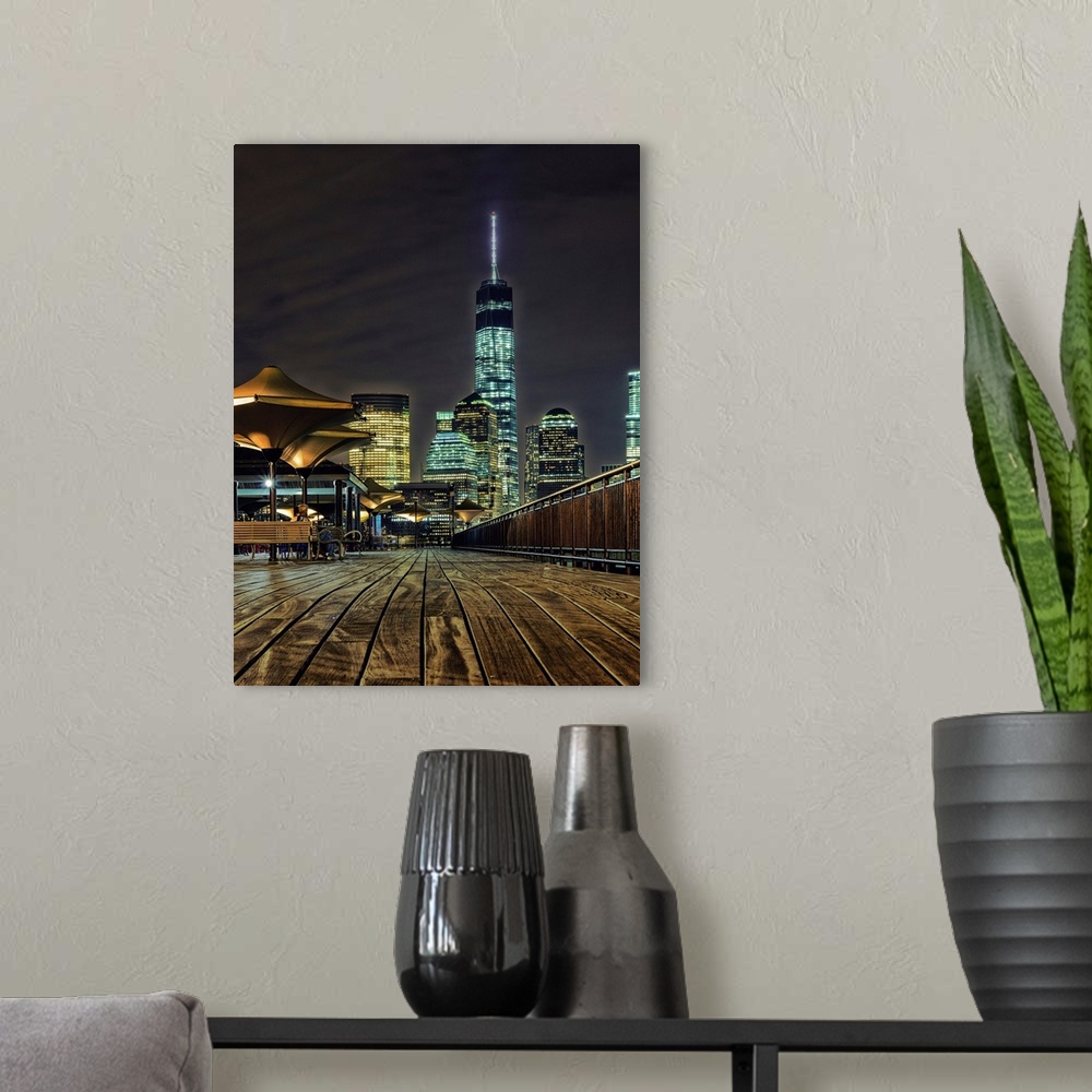 A modern room featuring Freedom Tower View From New Jersey