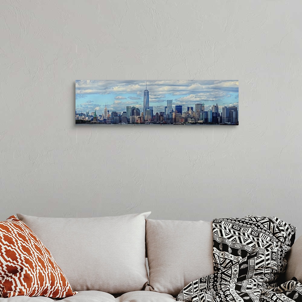A bohemian room featuring Lower Manhattan Panaromic View With Empire State Building