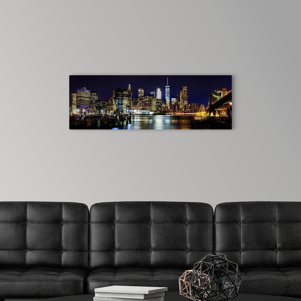 A modern room featuring Lower Manhattan Panoramic View From Brooklyn