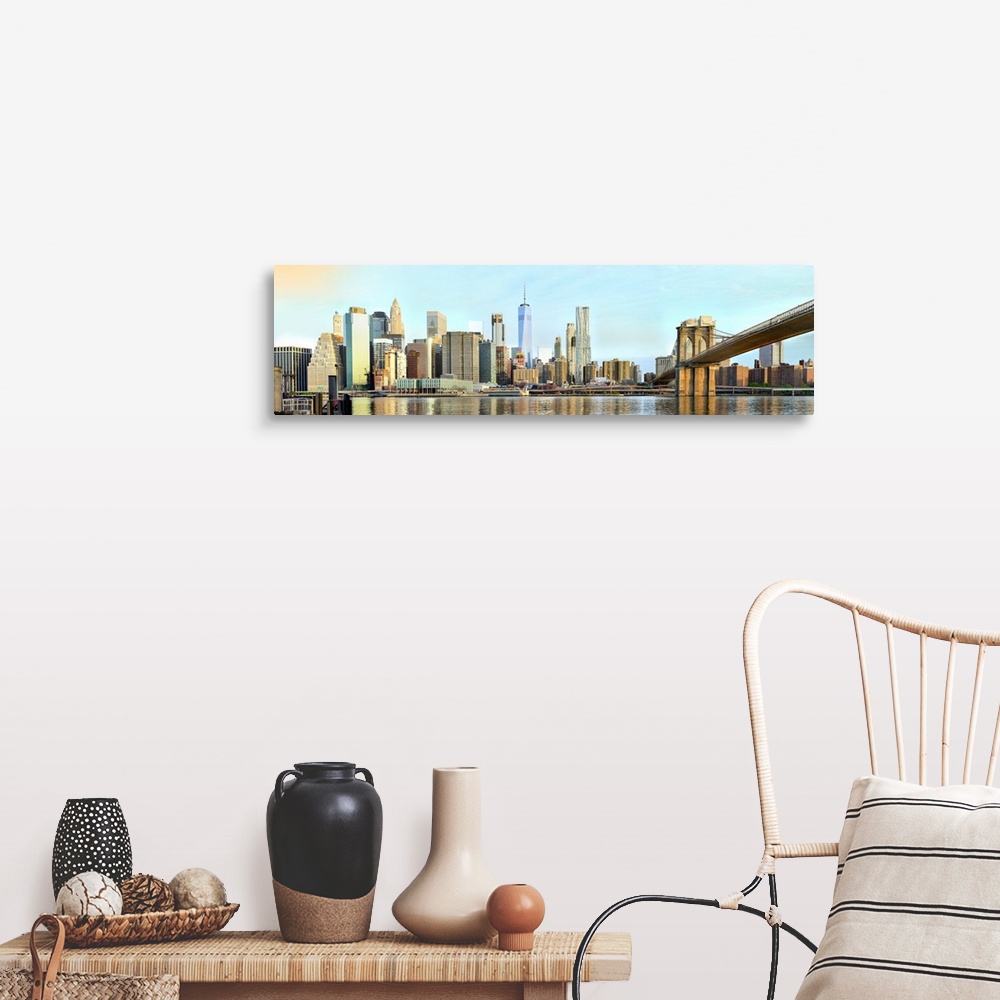 A farmhouse room featuring Lower Manhattan Panoramic View With Brooklyn Bridge