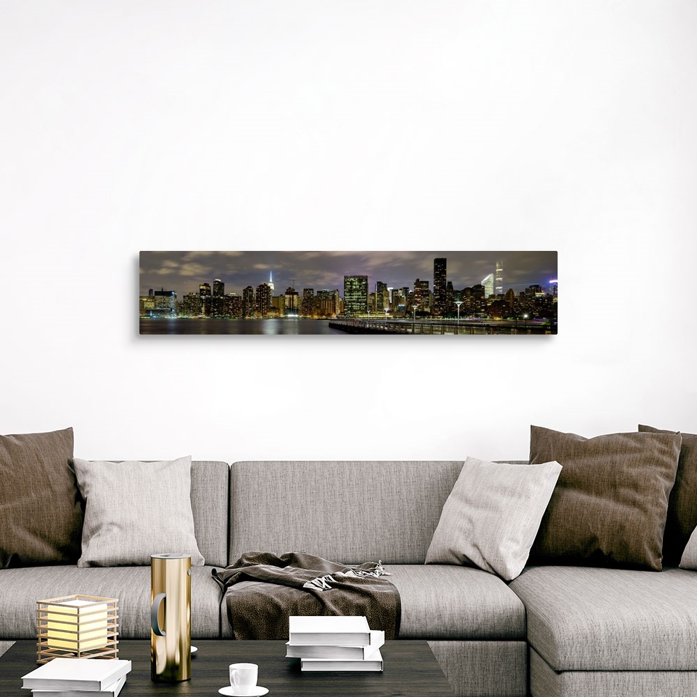 A traditional room featuring Manhattan Panoramic View On East River At Night