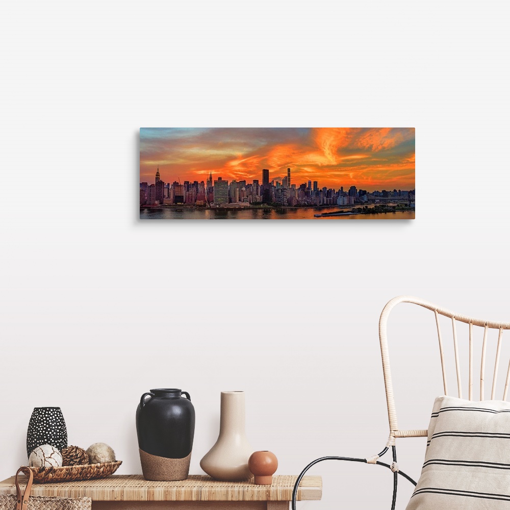 A farmhouse room featuring Manhattan Panoramic View On East River At Sunset