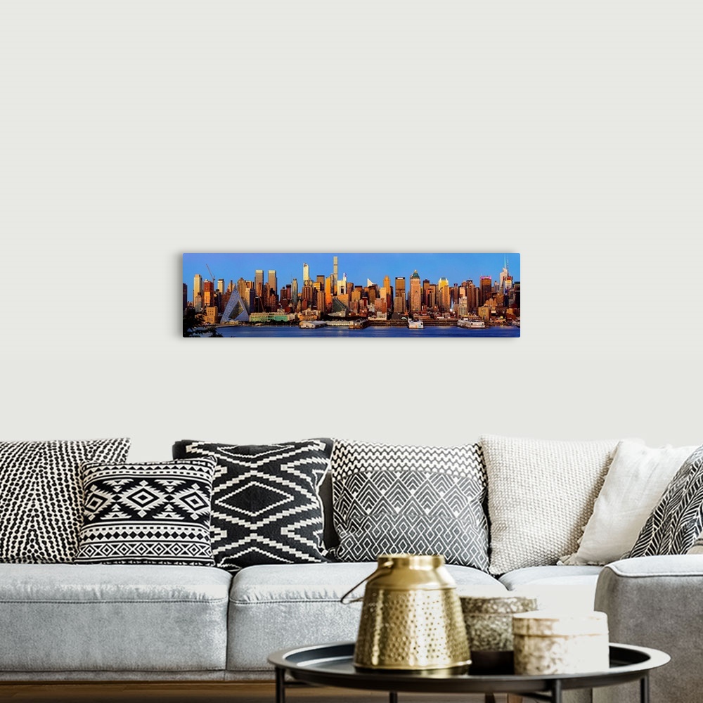 A bohemian room featuring Manhattan Skyline View From Jersey At Golden Hour