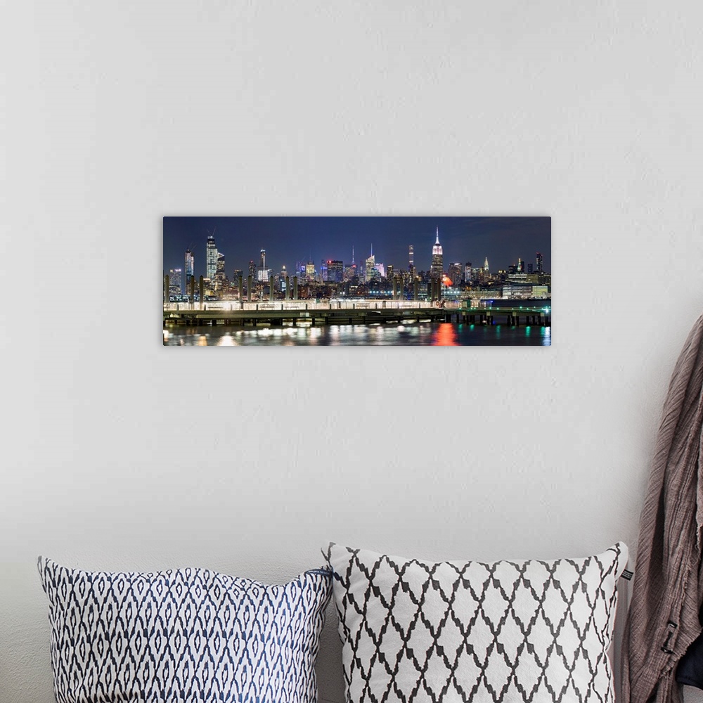 A bohemian room featuring Manhattan Skyline View From Jersey City At Night