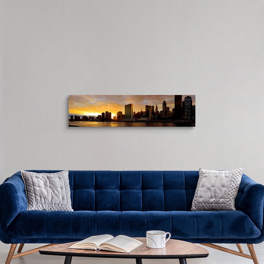 A modern room featuring Manhattan Skyline View From Roosevelt Island At Sunset