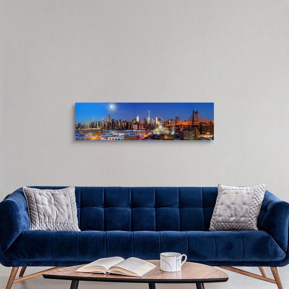 A modern room featuring Manhattan Skyline View With Queensboro Bridge