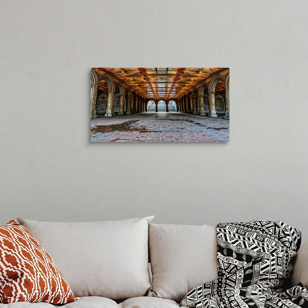 A bohemian room featuring Panoramic View Of Bethesda Terrace In Central Park