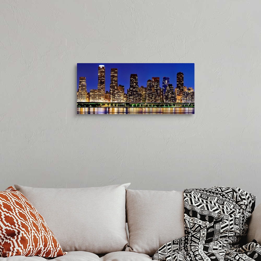 A bohemian room featuring Panoramic View Of Uptown Skyscrapers
