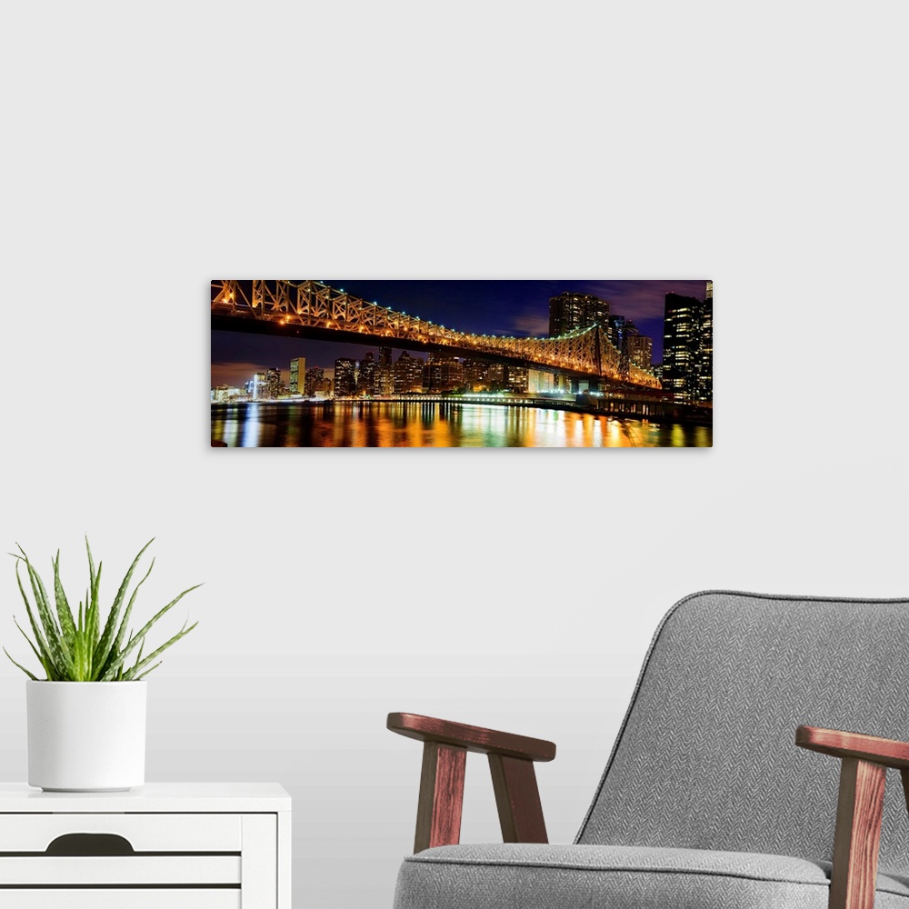 A modern room featuring Queensboro Bridge Bridge Panoramic View