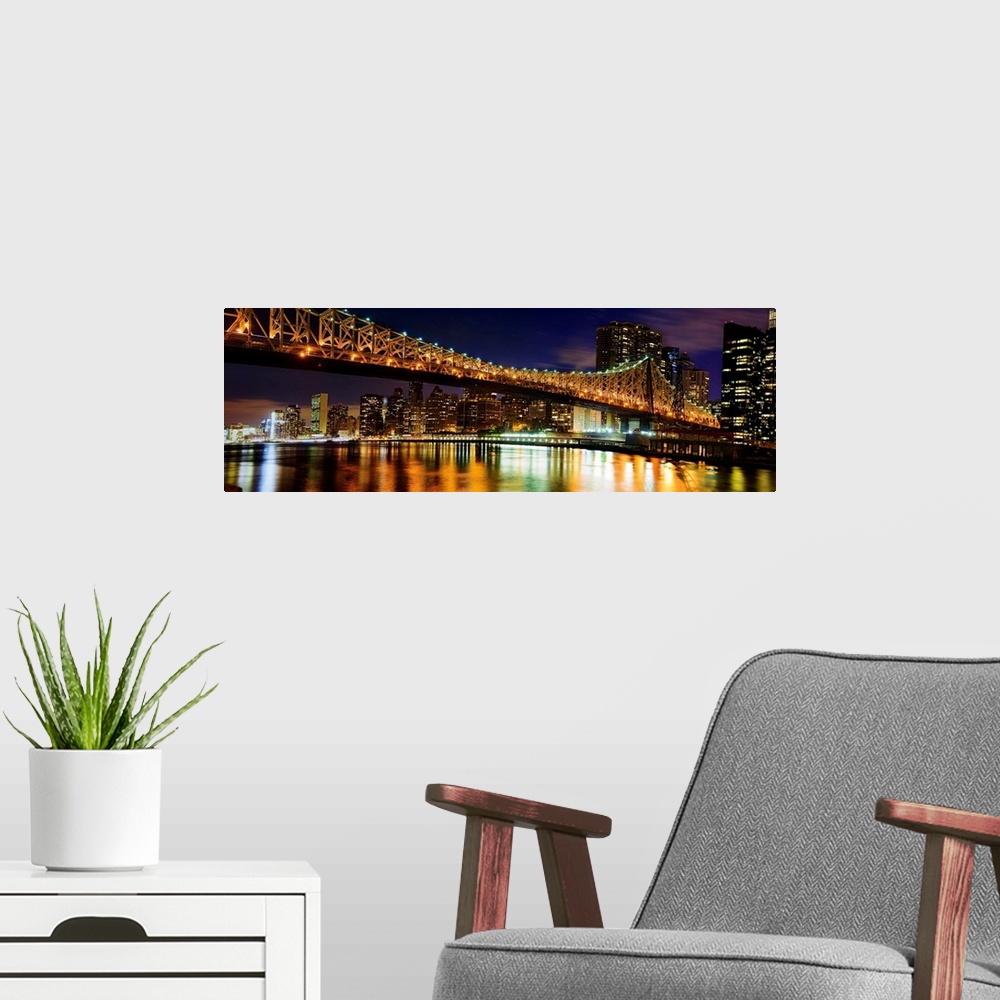 A modern room featuring Queensboro Bridge Bridge Panoramic View