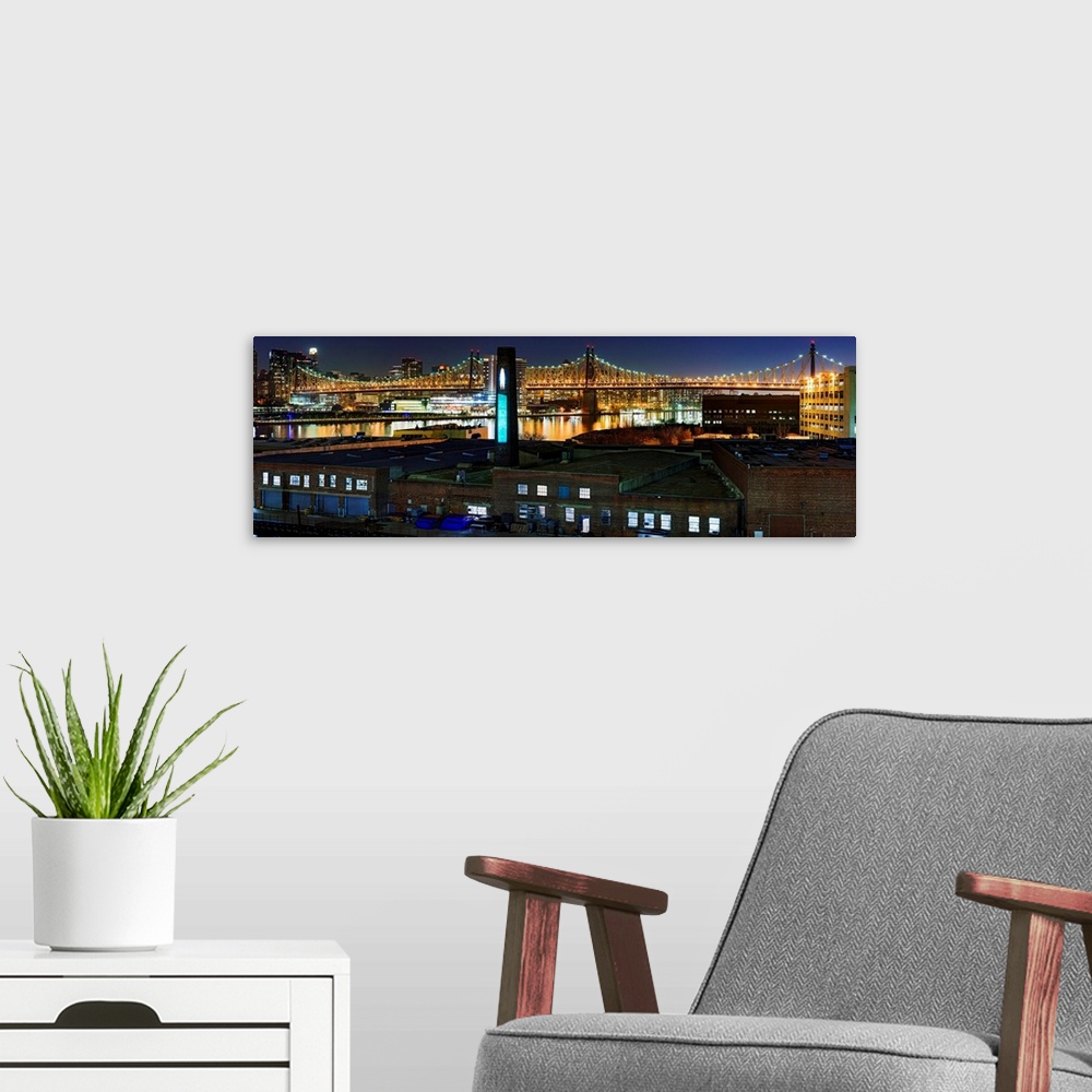 A modern room featuring Queensboro Bridge Panoramic View