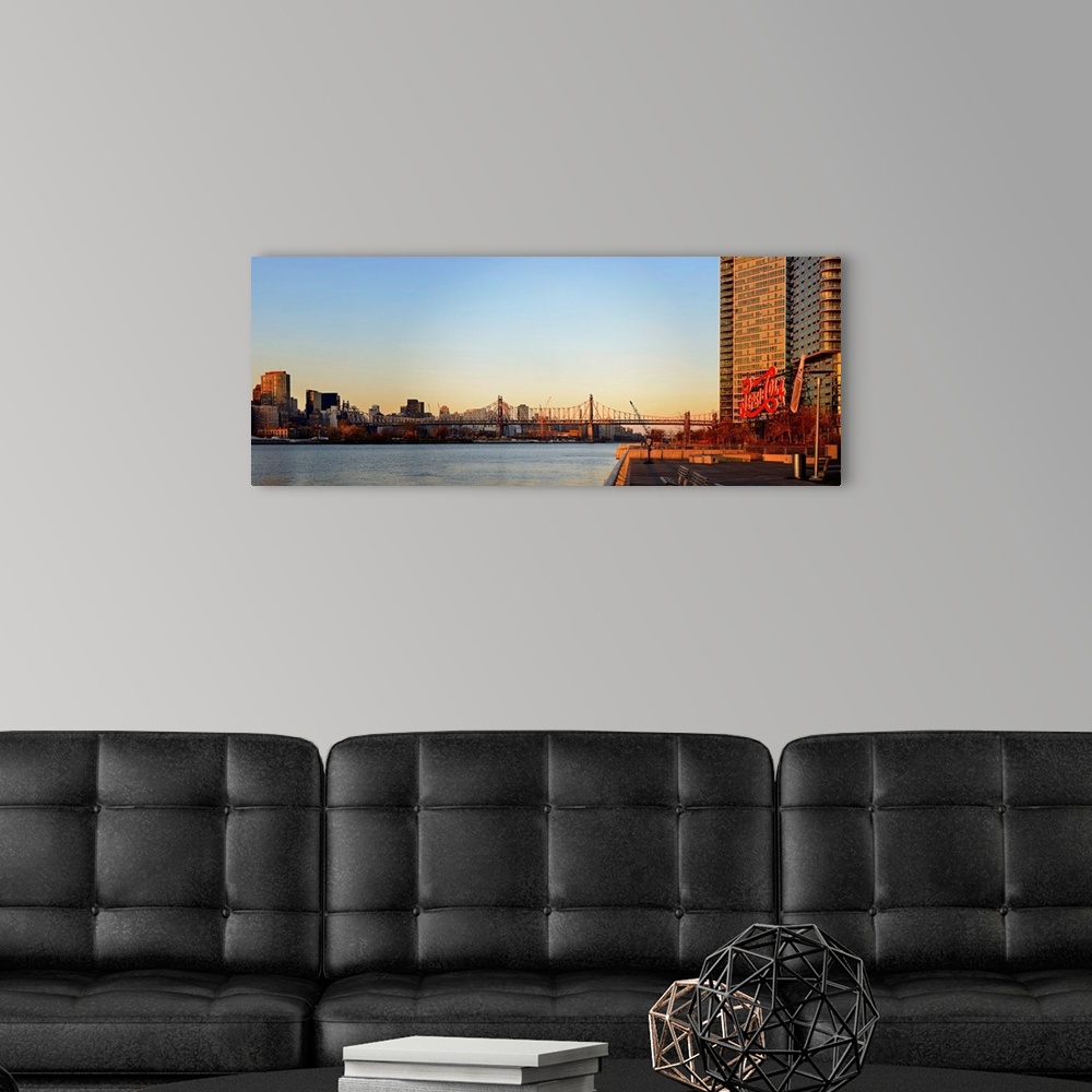 A modern room featuring Queensboro Bridge Panoramic View At Sunset