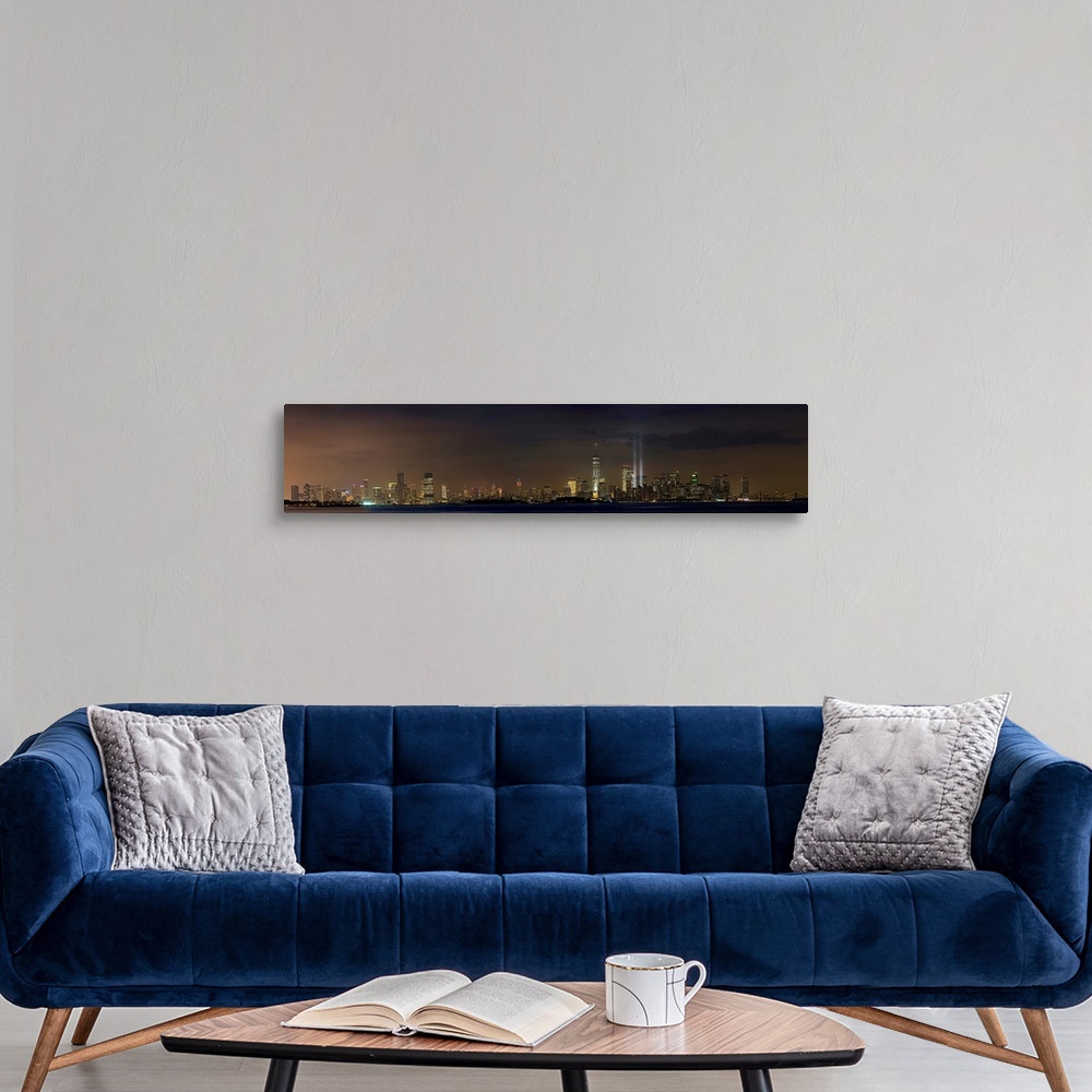 A modern room featuring Tribute In Light Panoramic View With Lower Manhattan And New Jersey