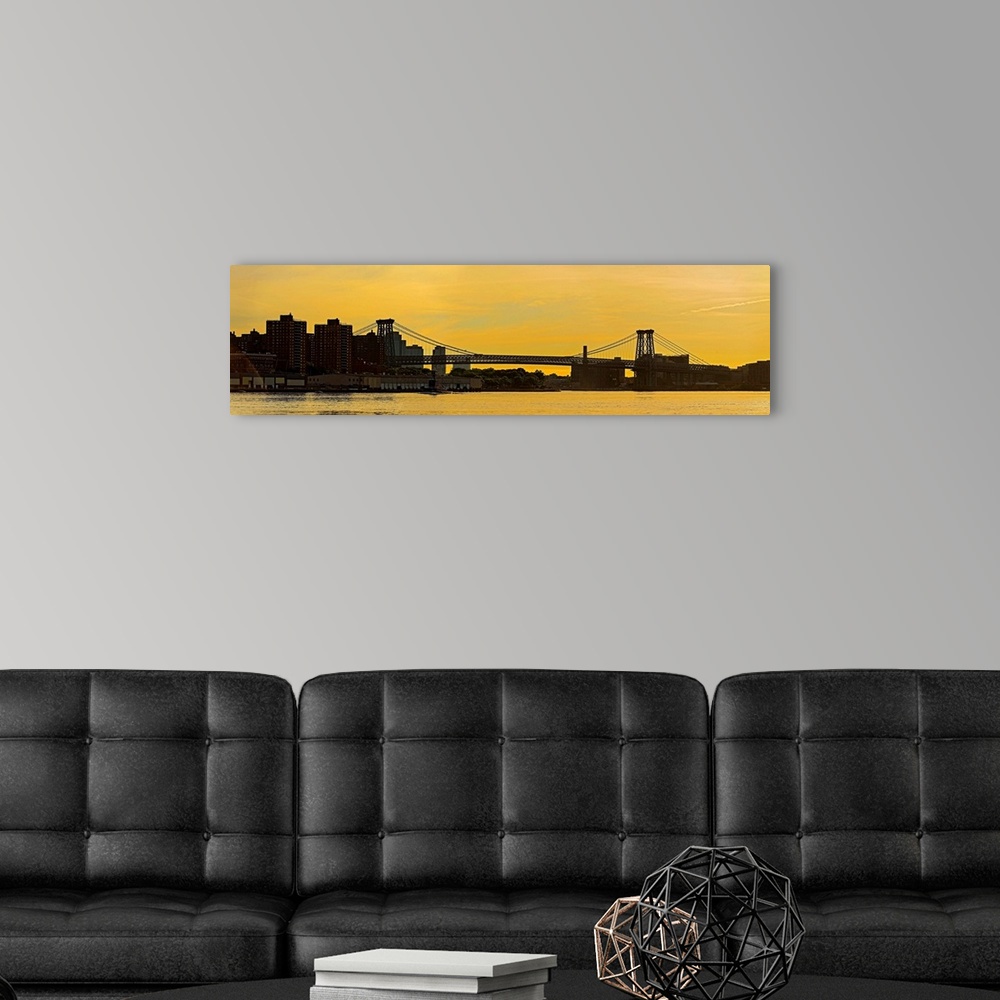 A modern room featuring Williamsburg Bridge Panoramic View
