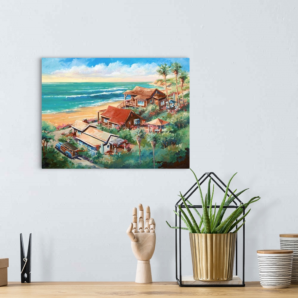A bohemian room featuring Contemporary painting of Crystal Cove, Laguna Beach, California.