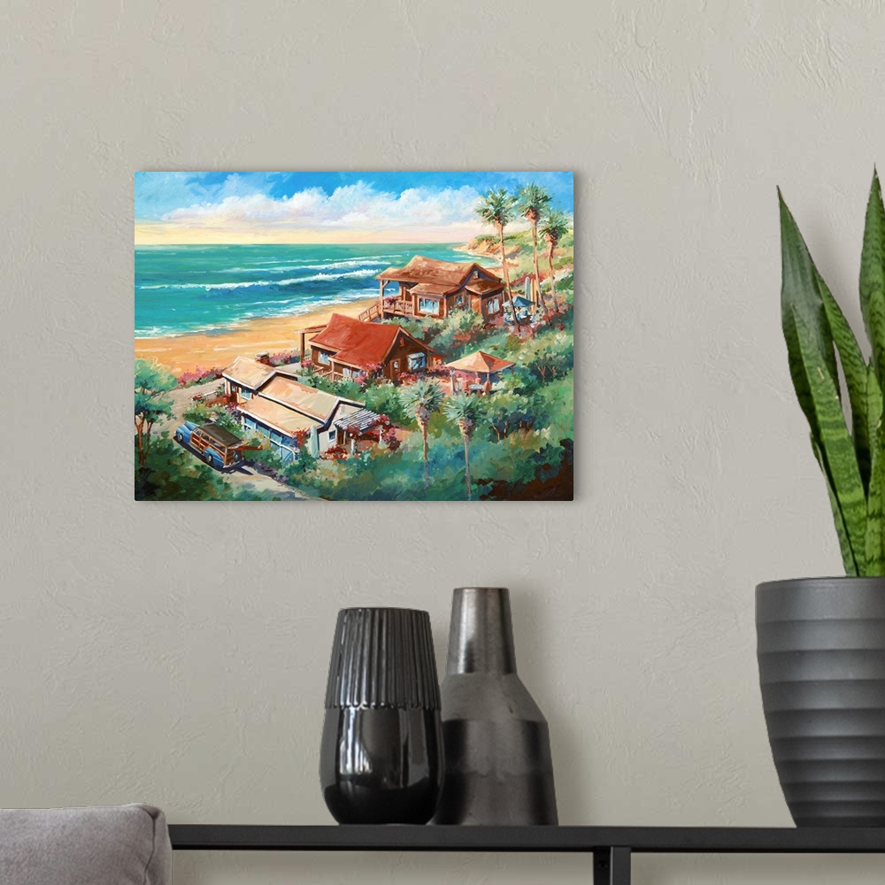 A modern room featuring Contemporary painting of Crystal Cove, Laguna Beach, California.