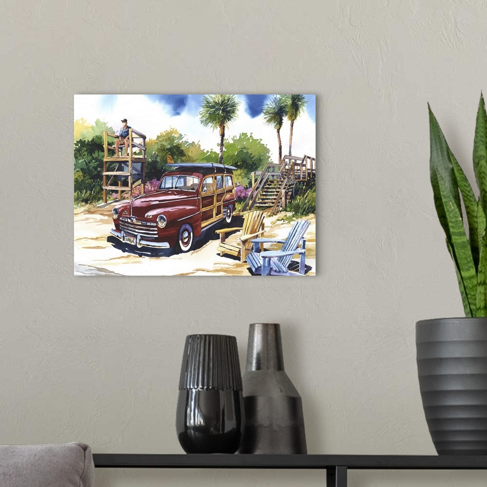 A modern room featuring 1948 Ford Woodie on Shepard Park, Cocoa Beach, Florida.