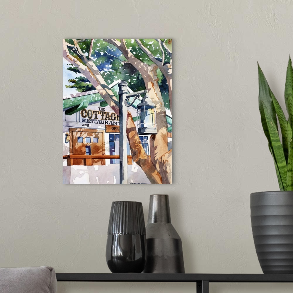 A modern room featuring Watercolor of the Cottage Restaurant in Laguna Beach, CA