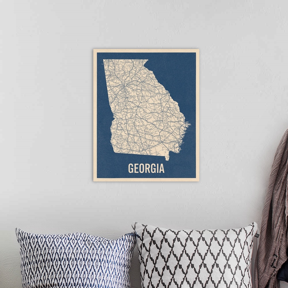 A bohemian room featuring Vintage Georgia Road Map 2