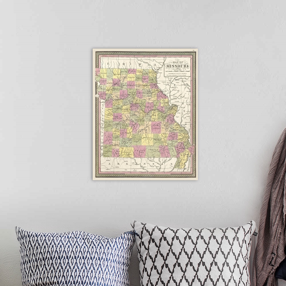 A bohemian room featuring Vintage Map of Missouri