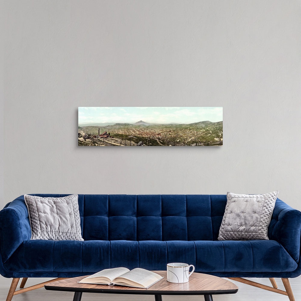 A modern room featuring Vintage Panoramic Photograph of Cripple Creek, Colorado