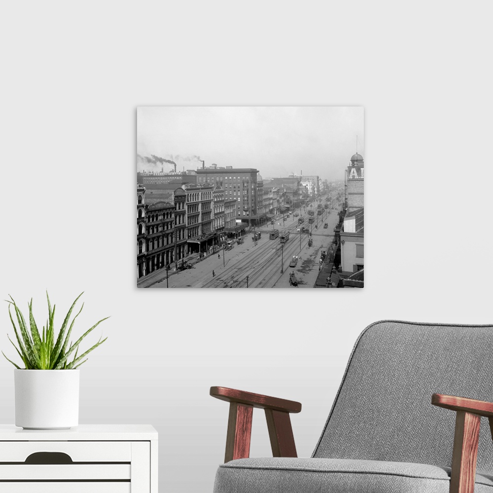 A modern room featuring Vintage photograph of Canal Street, New Orleans, Louisiana