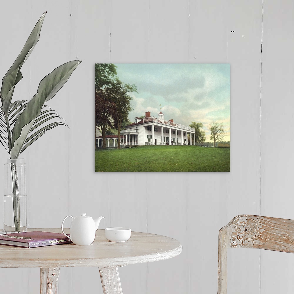 A farmhouse room featuring Vintage photograph of Mount Vernon, Virginia