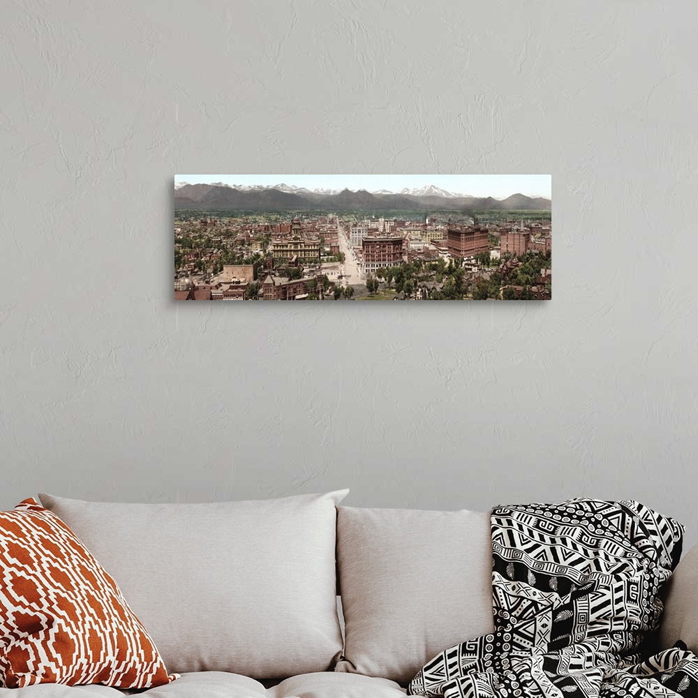A bohemian room featuring Vintage photograph of Panorama of Denver Colorado