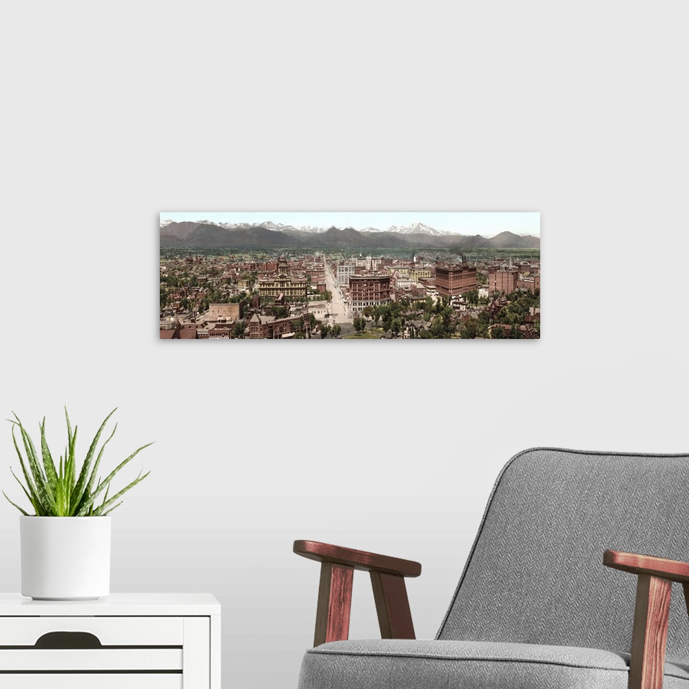 A modern room featuring Vintage photograph of Panorama of Denver Colorado