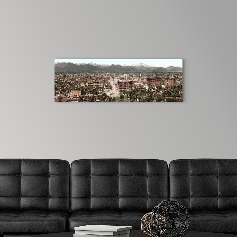 A modern room featuring Vintage photograph of Panorama of Denver Colorado
