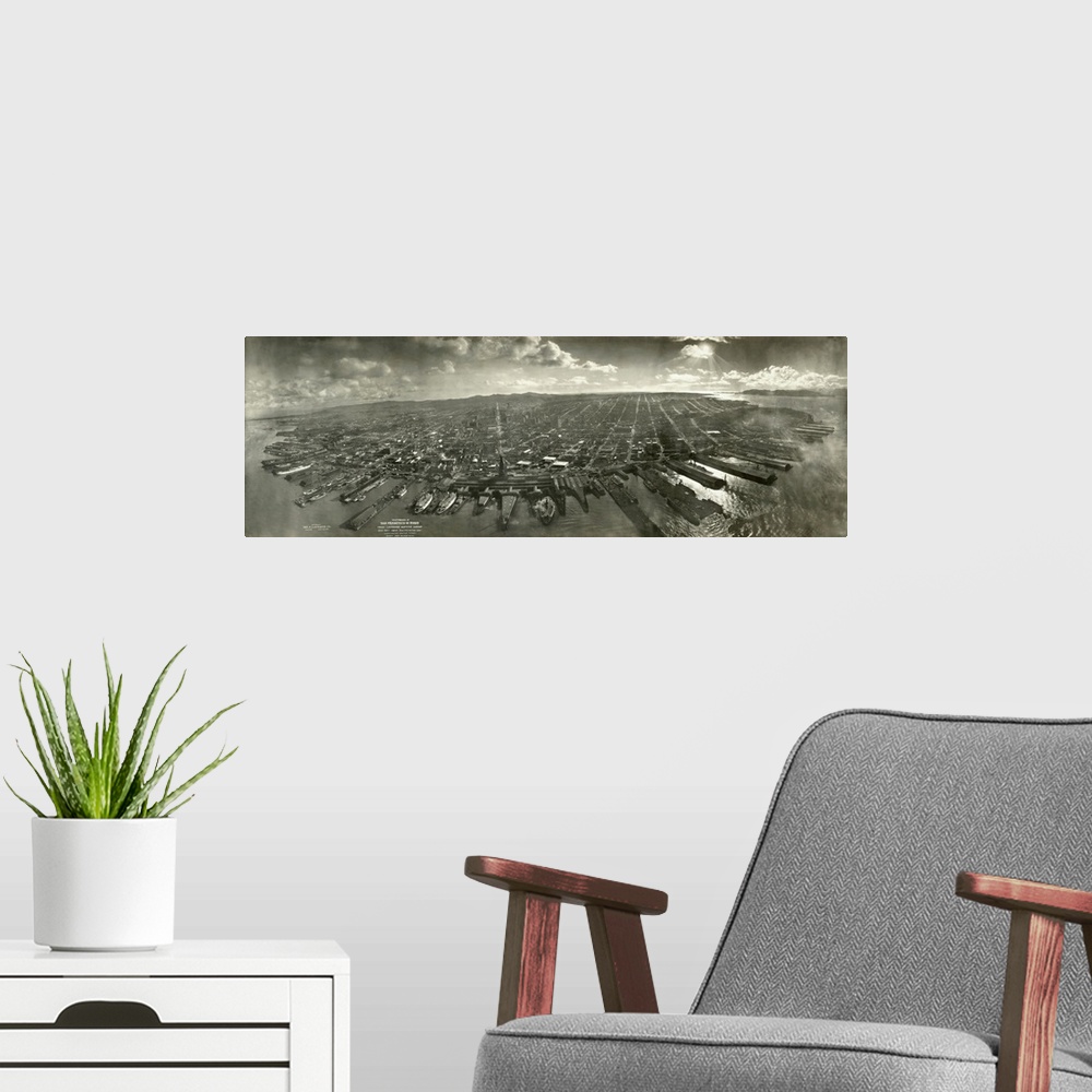 A modern room featuring Vintage photograph of San Francisco in Ruins After  the 1906 Earthquake