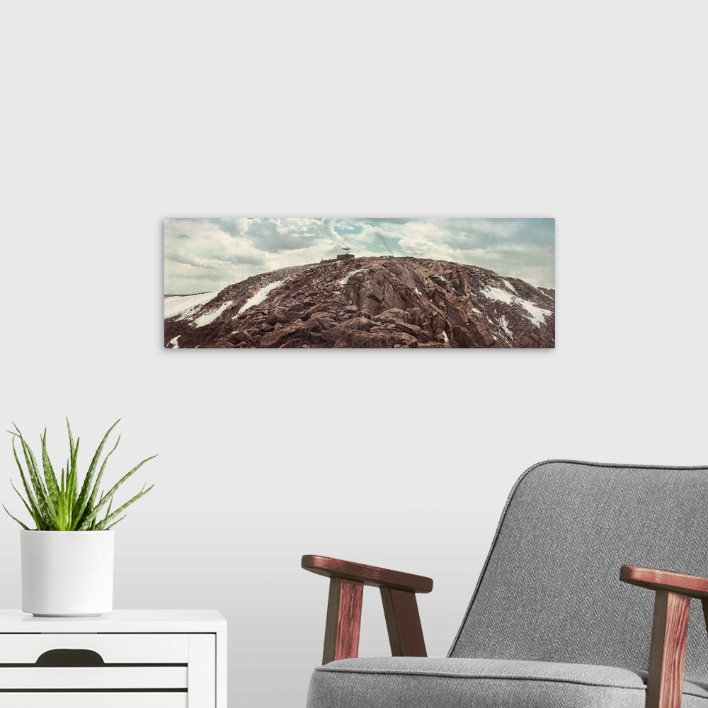 A modern room featuring Vintage photograph of The Summit of Pikes Peak, Colorado