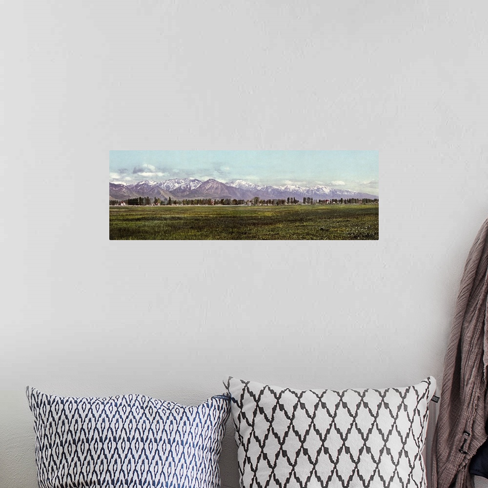 A bohemian room featuring Vintage photograph of The Wasatch Range, Salt Lake City, Utah