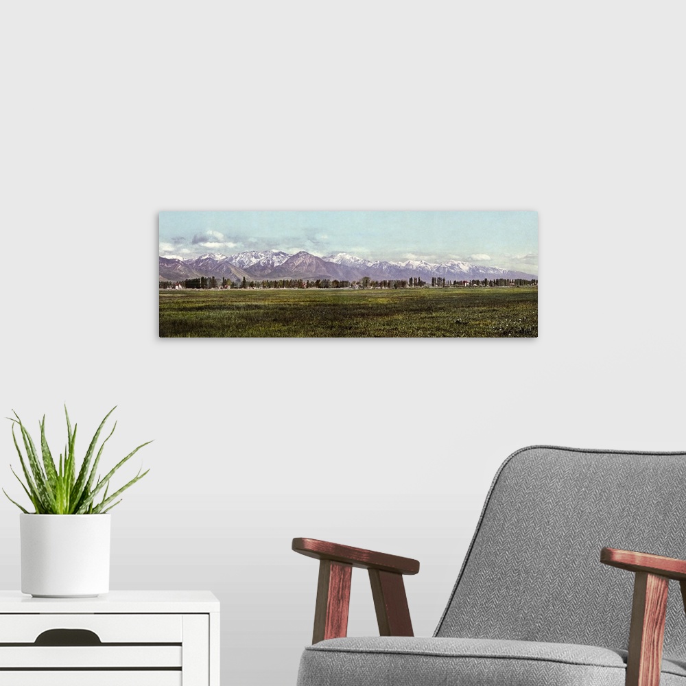 A modern room featuring Vintage photograph of The Wasatch Range, Salt Lake City, Utah